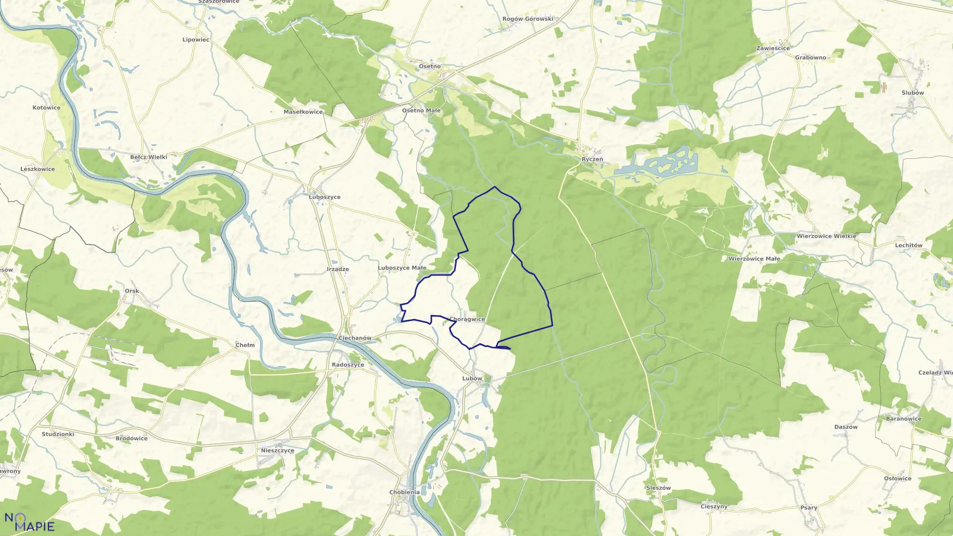 Mapa obrębu CHORĄGWICE w gminie Jemielno