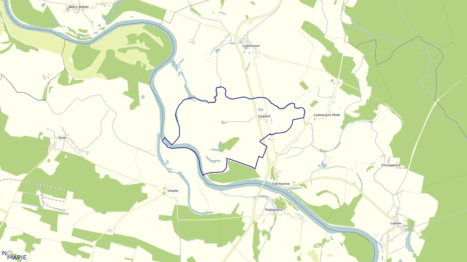 Mapa obrębu IRZĄDZE w gminie Jemielno