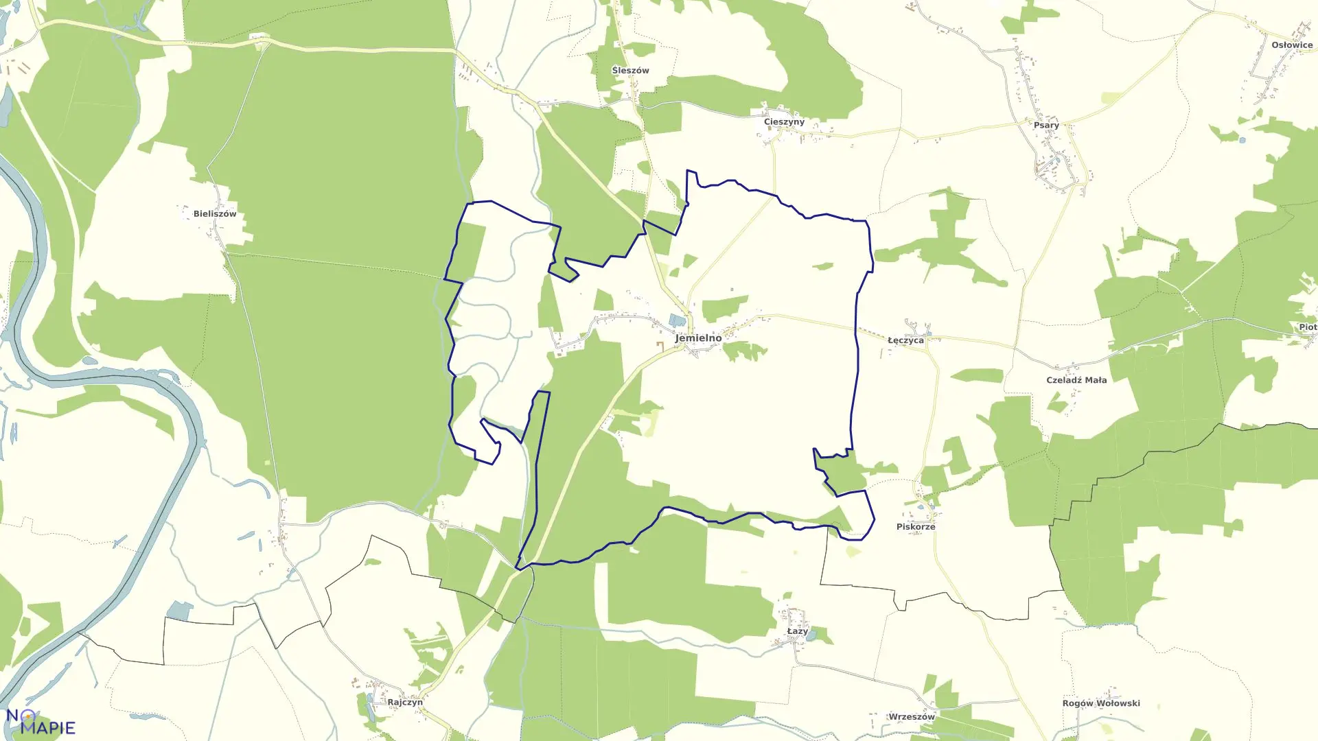 Mapa obrębu JEMIELNO w gminie Jemielno