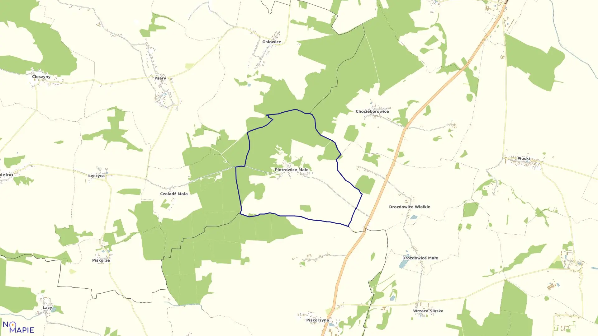 Mapa obrębu PIOTROWICE MAŁE w gminie Jemielno