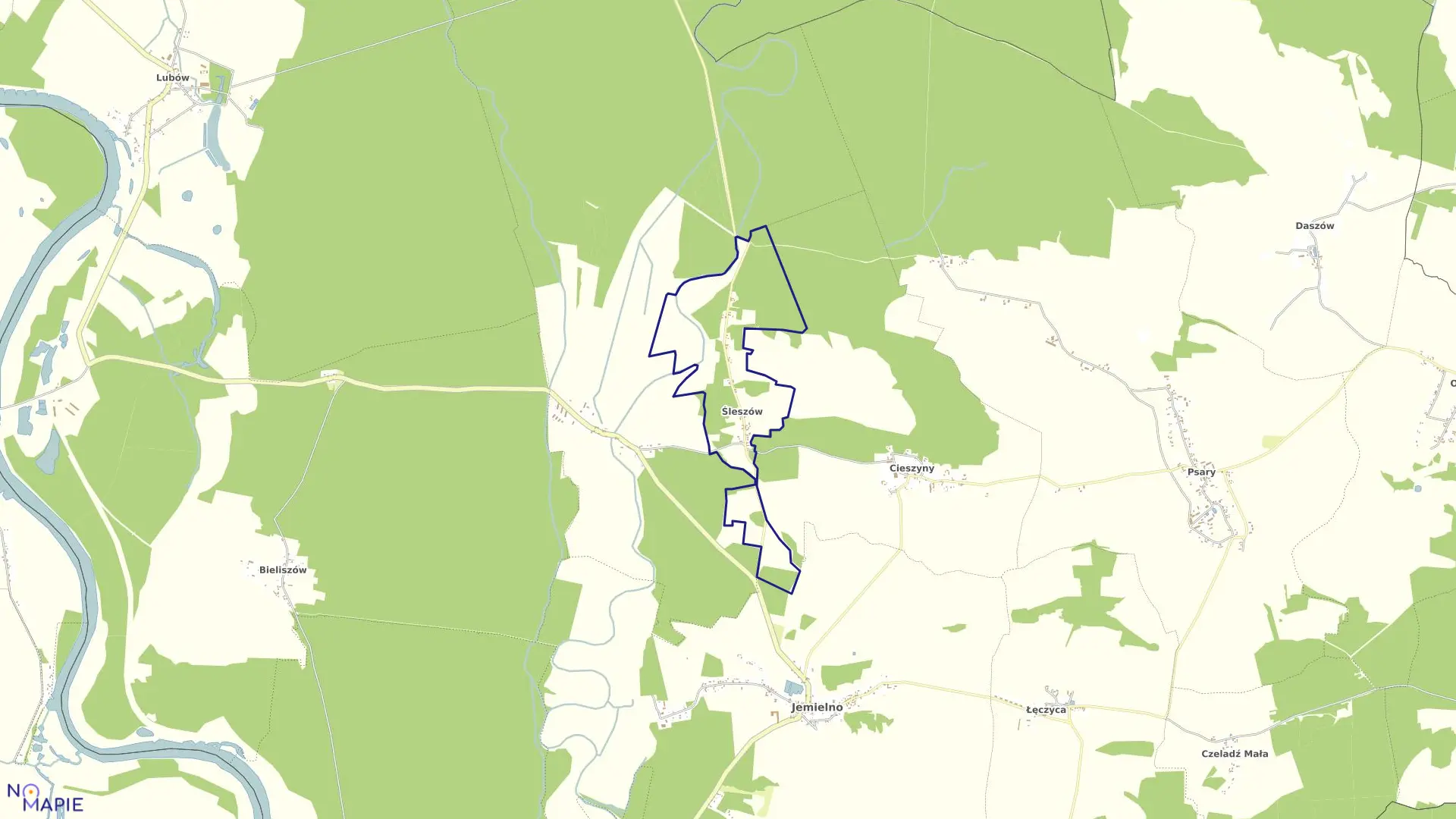 Mapa obrębu ŚLESZÓW w gminie Jemielno